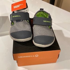 Baby water shoes. Merrill. Velcro’s strap, rubber bottom.